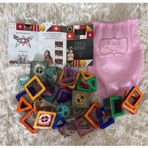 FAO Schwarz Magnetic Tiles 80 Piece Set -‎ Triangles Squares STEM Toy